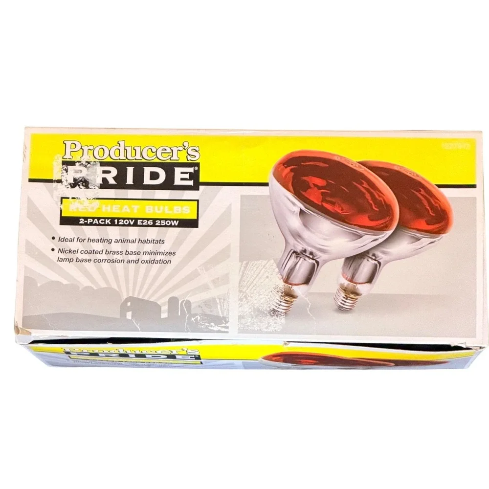 Producer's Pride Red Heat Bulbs 250W E26 2-Pack 120V Animal Habitat Brooder Coop